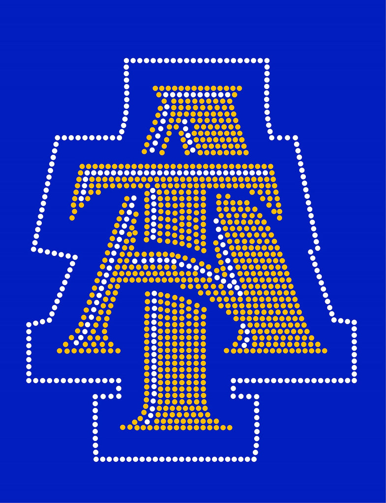 INTERLOCKING A&T - LARGE Rhinestone Transfer