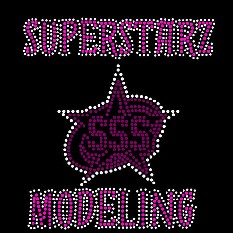 SUPERSTARZ MODELING LOGO Rhinestone Transfer W/NAMES