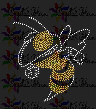 2-COLOR HORNET Mascot Pre-cut Rhinestone Template