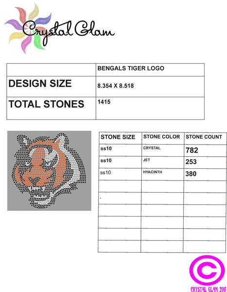 BENGAL TIGER Pre-cut Rhinestone Template