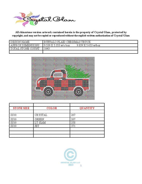 BUFFALO PLAID CHRISTMAS TRUCK Rhinestone Download File