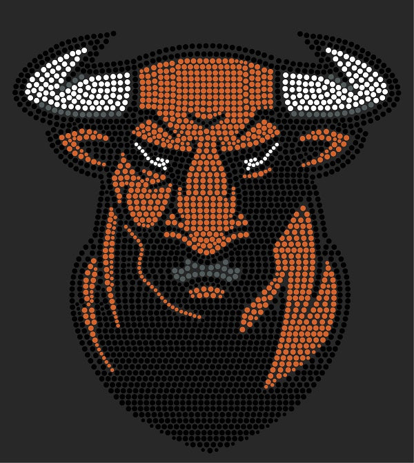 BULL #2 Mascot Rhinestone Transfer