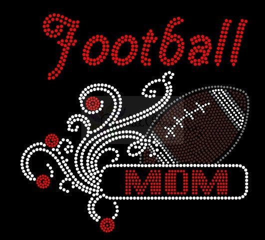 FOOTBALL MOM #4 Rhinestone Transfer