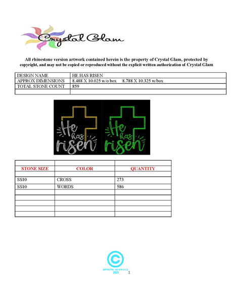 HE HAS RISEN Rhinestone Download File