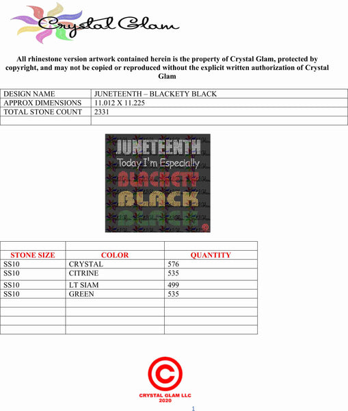 JUNETEENTH BLACKETY BLACK Rhinestone T-shirt