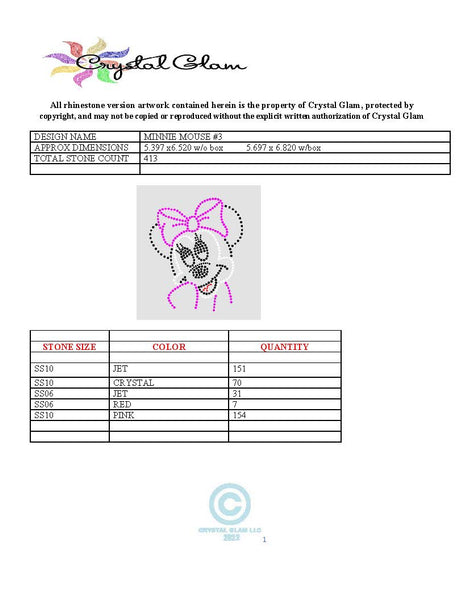 MINNIE MOUSE #3 Rhinestone Download File