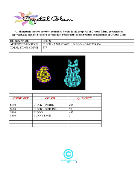 EASTER BUNNY PEEPS Rhinestone Download File