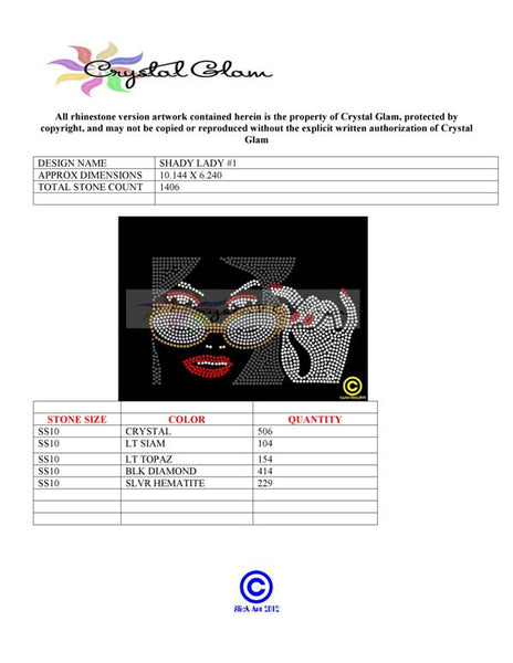 SHADE LADY #1 RHINESTONE TRANSFER DOWNLOAD File
