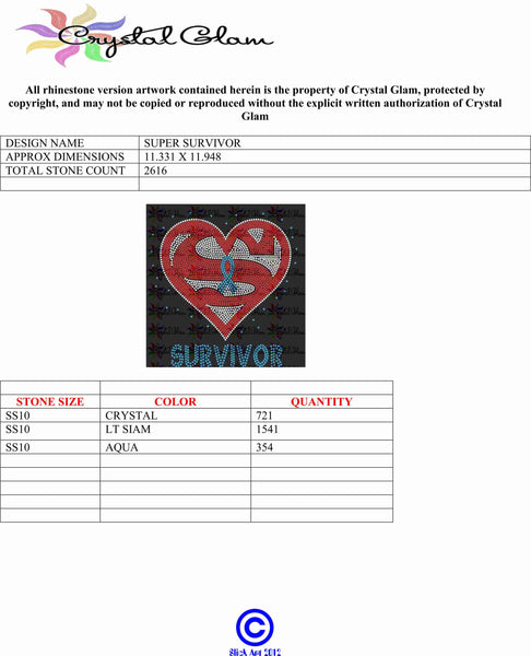 SUPER SURVIVOR Pre-Cut Rhinestone Template