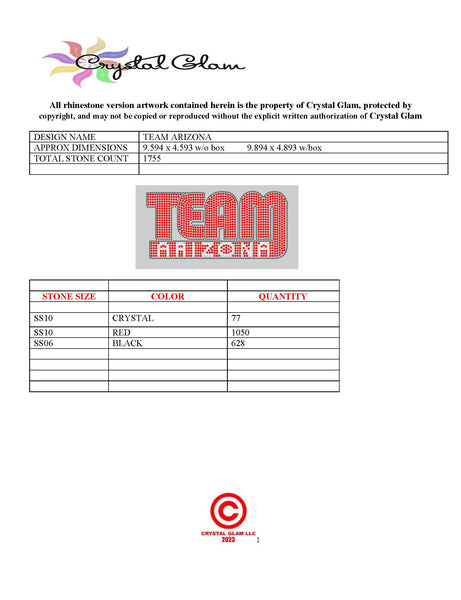 TEAM ARIZONA Rhinestone Download File