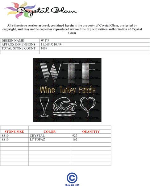 Thanksgiving WTF Rhinestone Transfer