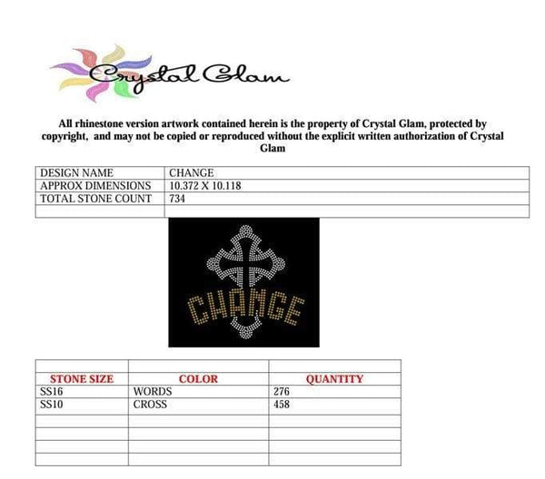 Change Cross Rhinestone Digital Download