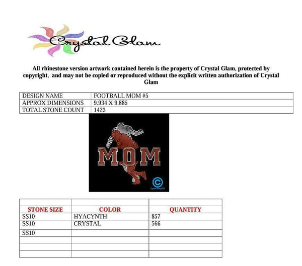 FOOTBALL MOM #5 Rhinestone Download File