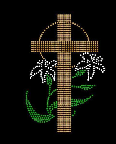 Lily and Cross Rhinestone Digital Download